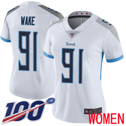 Tennessee Titans Limited White Women Cameron Wake Road Jersey NFL Football #91 100th Season Vapor Untouchable->women nfl jersey->Women Jersey